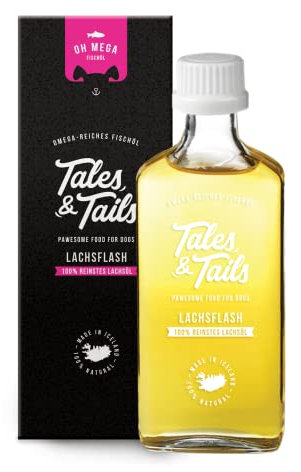 Tales & Tails Lachsöl mit Omega 3 für Hunde - Lachsflash | Ohne Künstliche Zusätze | Lachsöl für Hundefutter | 1x 240ml