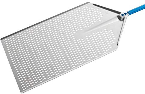 Pala pizza a metro di GiMetal in alluminio anodizzato perforata 30x60 cm con manico 1.20 mt, diametro 30x60 cm