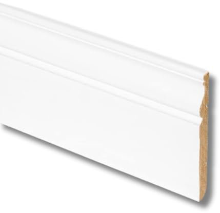 TWE Tucci Wood Essence Battiscopa Laccato Bianco Coloniale in Vero Legno per Interni Made in Italy Resistente a Lavaggi al 100% Confezione x1 (14x140x2500) mm