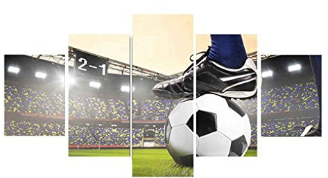 Babysbreath17 5 Panneaux imprimés sur Pied Imprimé Football Toile Peinture à l'huile Poster Huile Accrochage décor sans Cadre L:30x50cmx2pcs,30x70cmx2pcs,30x80cmx1pcs