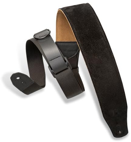 Levy's MRHSP-BLK Gitarrengurt Right Height - Suede Leather Padded 2 1/2 - Black