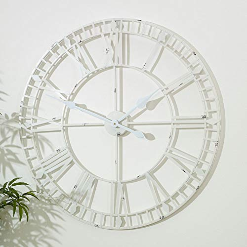 Melody Maison Large White Skeleton Wall Clock 80cm x 80cm