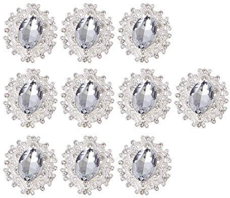 PRETYZOOM 10 Stück Kristallverzierungen Flatback Strass Knöpfe Knöpfe DIY Handwerk Schmuck Herstellung Zubehör für Kleidung Scrapbooking Brosche Knopf Haarschleife Hochzeit Dekoration (Silber)