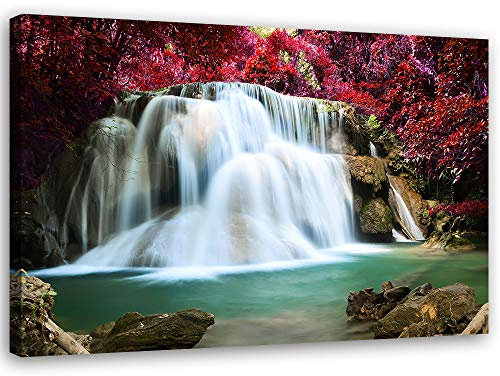 Feeby Wanddeko abstrakt Leinwandbild Kunstdruck Bäume Weiß 90x60 cm