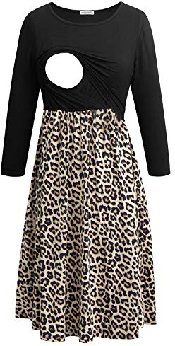 Smallshow Damen Schwangerschaftskleid Umstandsmode Kleide Umstandskleide Stillkleide Svp126 L