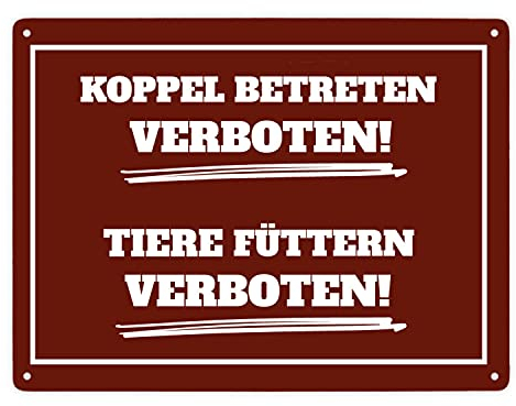 Betreten und Tiere füttern verboten Koppel-Metallschild XXL in 28x38 cm in rot und weiß Füttern Warnschild Verboten Schild Koppel Aluminiumschild Futter Verbot Fütterung