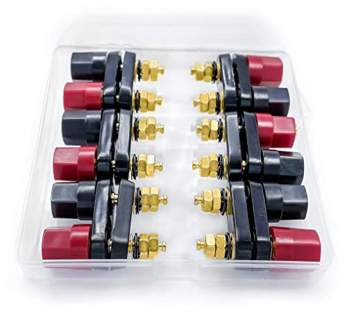 Lewttyer 4MM rame 2-Way Banana Plug Jack Socket Binding Post Video Speaker Terminal Connettori Amplificatore di potenza Terminali isolati placcati oro doppio(6pcs