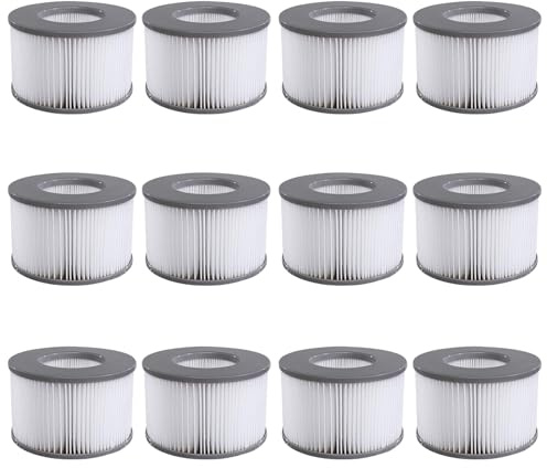 Denkmsd Cartouches Filtrantes pour Mspa, Filtres de Rechange pour Whirlpoal Piscine Gonflable, Filtres pour Baignoire (12 Pcs)