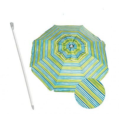CREVICOSTA QUALITY MARK MARCAS DE CALIDAD - SOMBRILLA 180cm de Alumino 8 varillas de fibra de vidrio. Protección Total contra los Rayos UV. Palo Simple. (Azul y verde)