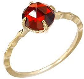 Homxi Ringe Verlobung Damen,Damenring 585 Gold Dünn Rund Rot Granat Ring Damen Gold Größe 49 (15.6)