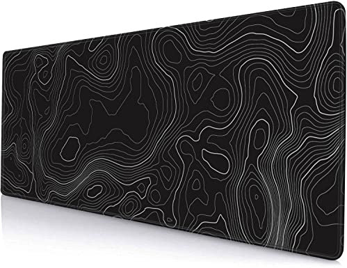SANWUMIAN Grand tapis de souris de jeu topographique pour bureau, base en caoutchouc antidérapant, 80 x 30 cm, lignes géographiques