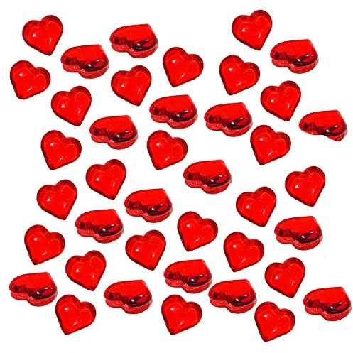 AKH® Acrylic Heart for Valentine's Day Decorations | Pack of 40 | 2CM x 2CM x 1CM | Heart Diamonds Crystal Heart Gems | Heart Ornaments for Table Scatter Wedding Decorations Arts Crafts