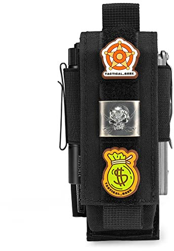 TACTICAL GEEK EXT8 EDC Belt Organizer, Molle Multitool Sheath, Nylon Flashlight Holster, EDC Pocket Organizer for, Small Tool Organizer Pouch Accessories for Daily Carry Black