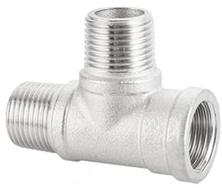GatherTOOL Raccordo a T a 3 Vie con Filettatura Maschio/Femmina/Maschio 1PC 1/4 3/8 1/2 3/4 1 2 BSP filettato SS304 Acciaio Inossidabile Multifunzione (Color : 3, Size : 3/8)