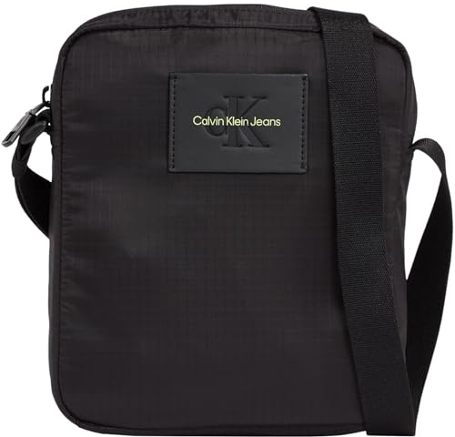 Calvin Klein Jeans Herren Umhängetasche Essentials Reporter Klein, Schwarz (Black/Sharp Green), Einheitsgröße