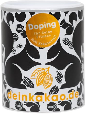 DEIN KAKAO - Doping | Trinkschokoladenpulver mit Kakao aus biologischem Anbau mit 28% Kakaogehalt und natürlicher Süße | Vegane und glutenfreie Trinkschokolade | 250g Kakaopulver