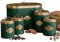 Neo Embossed Diamond Hexagonal Metal Metallic Badge 5 Kitchen Countertop Canisters Jars Tins Set Tea Coffee Sugar Biscuit Bread Bin Box Food Storage Organiser (Emerald Green)