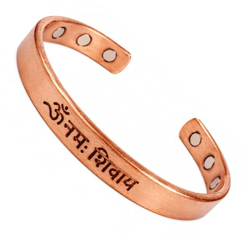 Touchstone Kupferarmband im tibetischen Stil. Handgeschmiedet aus massivem, hochwertigem Kupfer für Frauen und Männer. Hinduistische spirituelle Botschaft