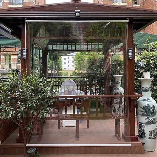 SANJIAOJIA Transparentes Wasserdichtes Rollo,Außen Pergola Roll-Up-Rollo,Durchsichtige PVC-Rollos,Regenschutz Kunststoff-Fensterrollo,für Balkon,Terrassen,Anpassbar,Breite x Höhe (120x300cm)