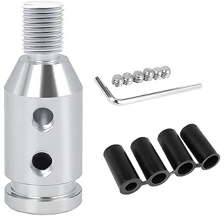 JNNJ Schaltknaufadapter, Universal-Auto-Schaltknauf-Adapter Für Schaltgetriebe M12 x 1,25, Aluminiumlegierung Schaltknauf-Adapter Für Schalthebel Ohne Gewinde(Silber)