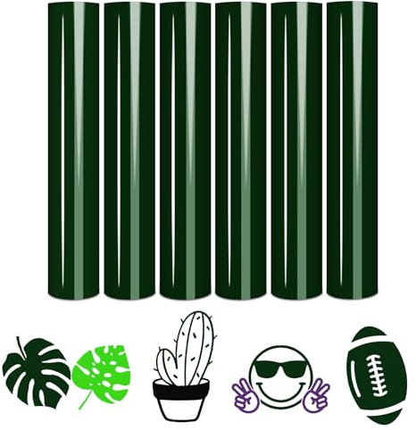 Tintnut Dark Green Heat Transfer Vinyl, 6 Sheets 12 x 10 HTV Vinyl, Iron on Vinyl for T-Shirts HTV