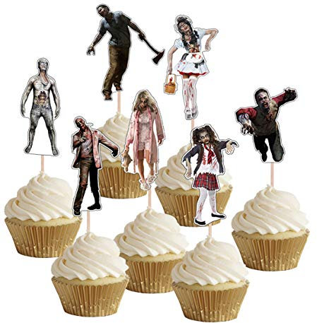 AK Giftshop Halloween Zombies Cupcake Toppers Party Food Decorations Sticks Picks (24 Pack)