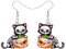 WEVENI Acryl Halloween Kürbis Schwarz Katze Ohrringe Anhänger Cat Schmuck für Damen Frauen Mädchen (Totenkopf Katze)