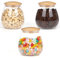 Winter Shore Glasbehälter mit Deckel Rund (3er-Pack) - 850 ml Durchsichtige Deko-Vorratsdosen Glas mit Deckel Luftdicht aus Bambus - Für Kaffee, Zucker, Reis, Nudeln, Gewürze, Süßigkeiten, Kräuter