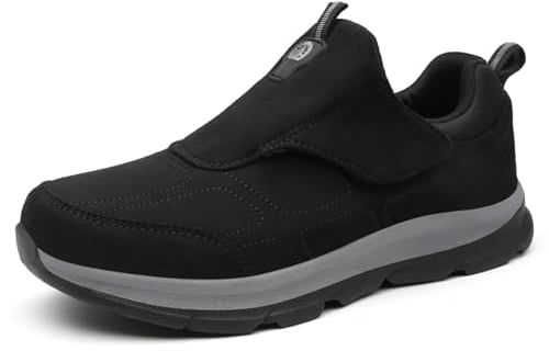 KEYGEM Diabetiker Schuhe Herren Klettverschluss Damen Walkingschuhe Freizeitschuhe Sportschuhe Bequeme rutschfest Schuhe Mittleren und Höheren Alters Gr.35-46 (Schwarz2,40)