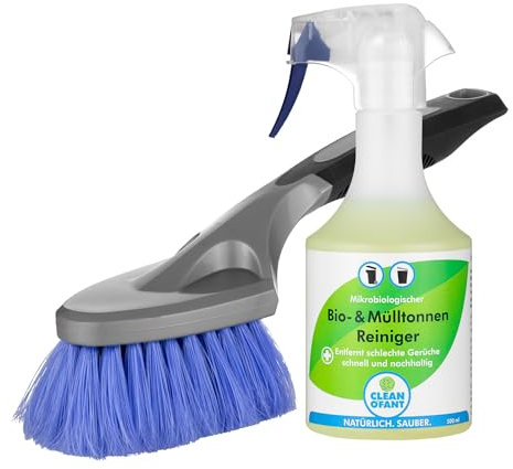 CLEANOFANT Bio- & Mülltonnen-Reiniger 500ml im Set mit Reinigungs-Bürste - Mikrobiologischer Mülltonnenreiniger Biotonnenreiniger