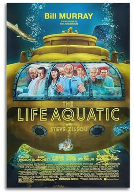 szzmyo Poster The Life Aquatic with Steve Zissou, dekoratives Gemälde, moderne ästhetische Leinwandposter, Schlafzimmer, Kunst, Wohnzimmer, Dekoration, Poster, 50 x 75 cm, ungerahmter Stil