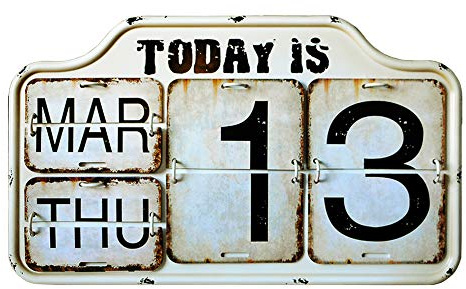 Metal Perpetual Calendar Iron & PVC Wall Desk Calendar Flip Distressed Finish for Home Office Decor