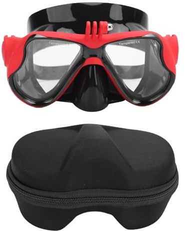 Luqeeg Action-Kamera-Taucherbrille, Gesichtsbedeckung Zum Tauchen, Professioneller Schutz Vor Nebel Beim Tauchen mit Halterung Zum Tauchen, Schnorcheln, Freitauchen und Schwimmen (Rot)