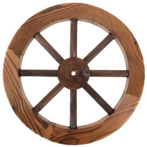 Milisten Holzwagenrad Dekor Wandbehang Garten Dekoration Rustikales Holzrad Home Wand Ornament Einfach Installieren