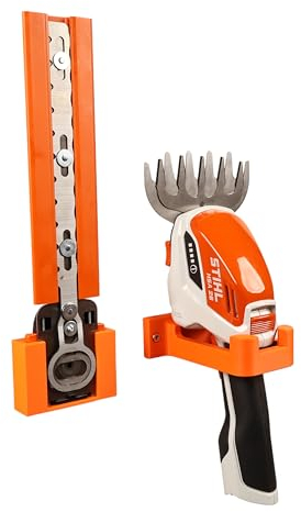 Halterung passend für STIHL HSA 26 Strauchschere Wandhalterung Gerätehalterung Zubehör Befestigung Wandhalter (Orange)