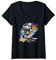 Damen Eishockeyspieler Streetart Eissportler Eishockeyhelm T-Shirt mit V-Ausschnitt