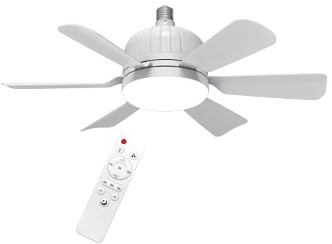 YRTUOP Ceiling Fans with Lights and Remote, 3 Color Dimmable Ceiling Fan Light 40W Led Ceiling Fan Lamps E27/ E26 Base Light Bulb Fan for Small Spaces Bedroom Home Dormitory, 46x16.5cm