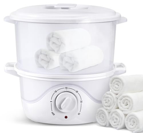 Potuem Towel Warmer, 3L Large Capacity Towel Steamer, Heated Towel Steamer Quick Heating Towel Warmer Fast Heating to 200 ℉ within 10 Minutes, for Spa Facials Barber, Salon Home Use, White