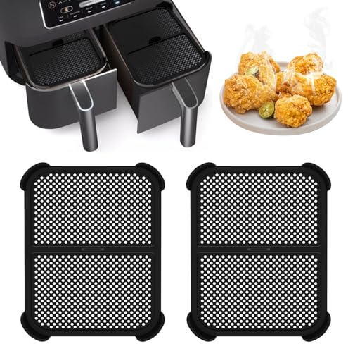 Grille Anti Projection pour Air Fryer Ninja Foodi AF400EU & AF451EU, 2 Pcs Grille Anti Eclaboussure, Silicone Air Fryer Accessoires, Efficacement les éclaboussures de Graisse (noir J279A-1)