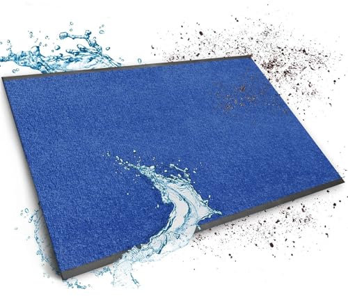 Floordirekt Schmutzfangmatte auf Maß, 120 x 300 cm, Blau, Fußmatte, Türmatte Eingangsbereich, Fußabtreter, Türvorleger, Sauberlaufmatte, Meterware, Mono