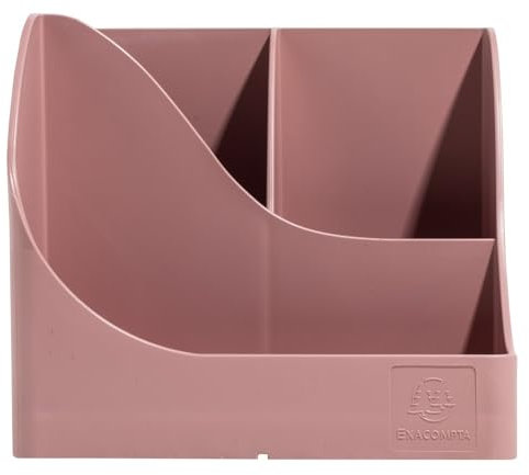 EXACOMPTA - Réf. 69538D - Carton de 4 pots à crayons Pen Wave Skandi Rose - 5 compartiments - 4 compartiments hauts pour les grands ustensiles - 1 compartiment bas pour les petits ustensiles