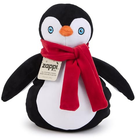 Zappi Co Pinguin Plüschspielzeug – Weiche und kuschelige Weihnachts-Pinguin-Dekoration (25 cm Höhe), perfekt für Festliche Dekoration, kleine Geschenkidee