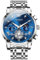 OLEVS Uhren Herren Blaues Zifferblatt Edelstahl Lässig Quarzuhren Herren Multifunktional Chronograph Römische Ziffern Silberne Armbanduhr Wasserdicht Analog Tourbillon Leuchtende Herrenuhr