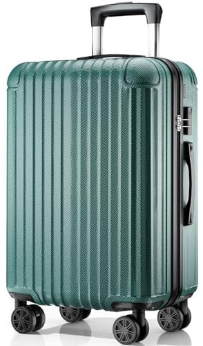 ABISTAB Hartschalen Reisekoffer Groß Koffer & Trolleys Größe L Rollkoffer Handgepäck Koffer, Zahlenschloss, Teleskopgriff, 360°Doppelrollen (Dunkelgrün, 76x51x30 cm, 100L)