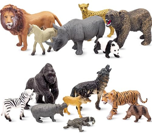 Ryvera Lot de 15 figurines d'animaux de la forêt - Jouets pour enfants à partir de 3, 4, 5, 6, 7, 8 ans - Pour anniversaire, thème forêt, gâteau