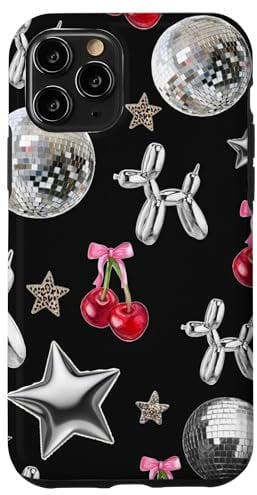 iPhone 11 Pro Vintage Mosaic Disco Ball Collage Y2K Star & Cherry Bow Case