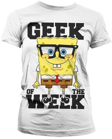 SPONGEBOB SQUAREPANTS Offiziell lizenziertes Geek of the Week Women T-Shirt, weiß, S