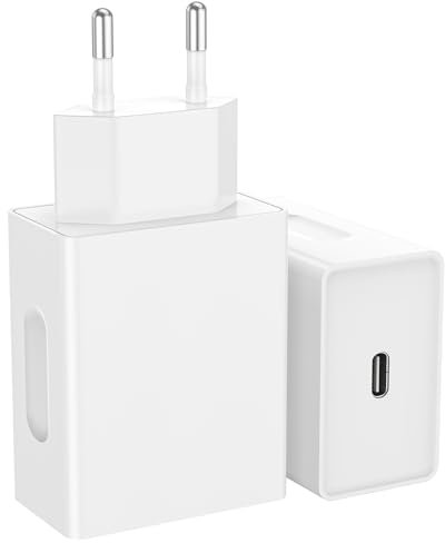 20W Caricatore USB C 2Pack, Caricartore Ricarica Rapida per iPhone 14/15/13/12/11/16/16 Pro/16 Pro Max/16 Plus/XS Max/XR/X/SE/iPad/Galaxy ecc