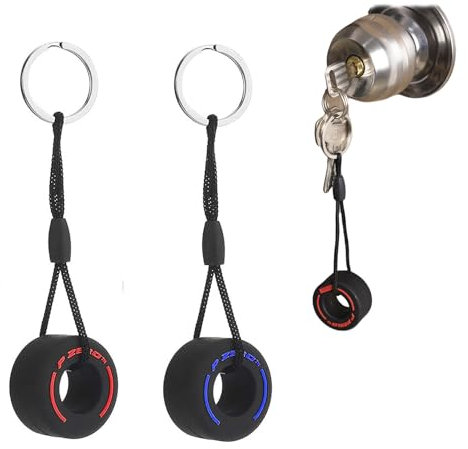DILUSILK Lot de 2 mini porte-clés en forme de pneu F1 Racing - Tendance - En caoutchouc ultra doux - Simulation de dessin animé - Petit porte-clés pour décoration de voiture - Pour homme et femme,