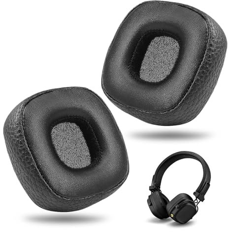 Coussinets de Rechange pour Marshall Major III/IV, 1 Paire Remplacement Coussins d'oreille Oreillettes Mousse à Mémoire Isolation Bruit Compatibles avec Casque Bluetooth Filaires/sans Fil, Noir